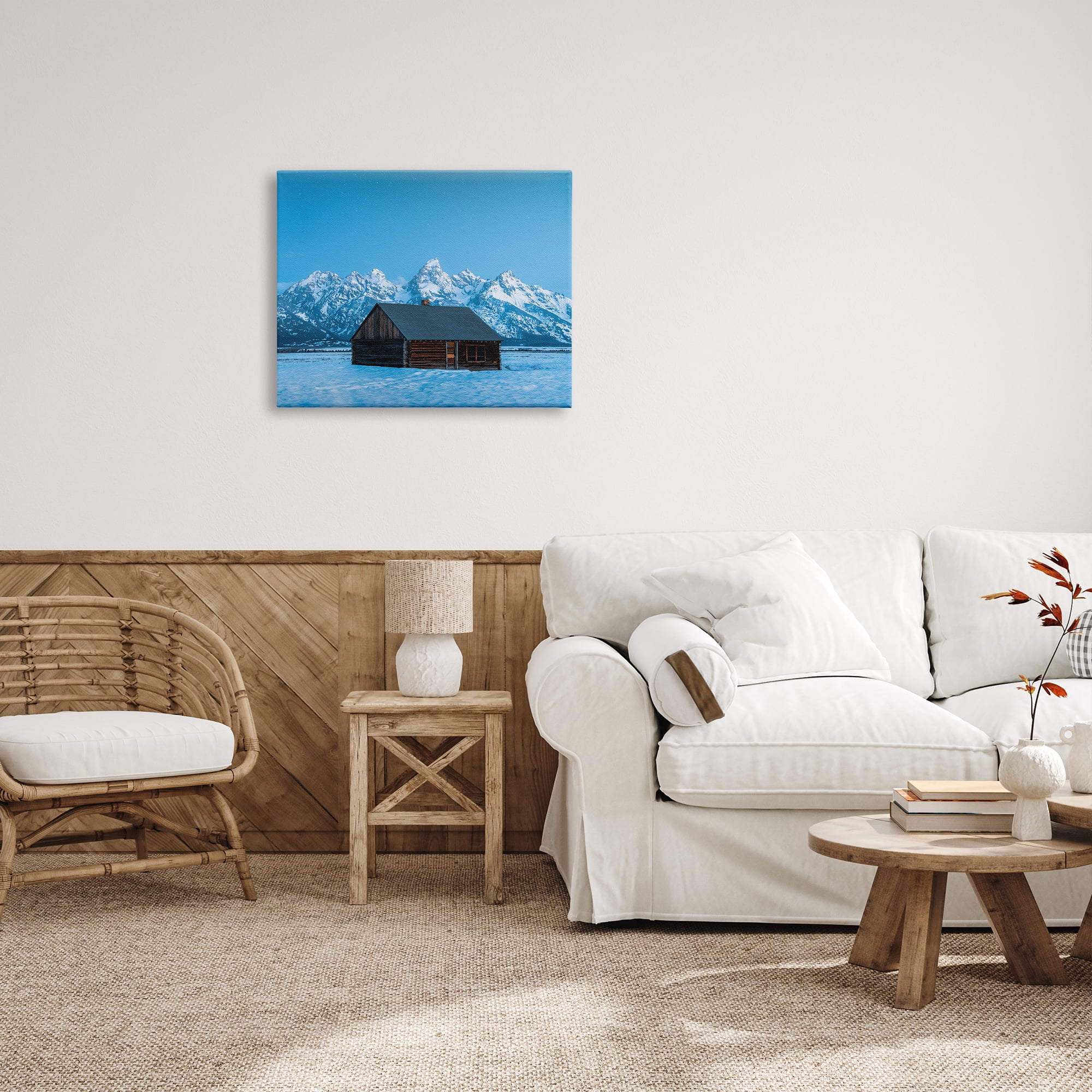 Stupell Industries Log Cabin Mountain View Landscape Photography Gallery Wrapped Canvas Art Print Wall Art, 30 x 24