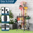 thumbnail image 2 of T1 Garden Tool Organizer（With Lockable Wheels）Heavy Duty Garage Tool Storage for Yard，Shed，Outdoor and Lawn，Freestanding Tool Organizers and Storage UP to 50 Tools，Black with Anti-Tip Device, 2 of 6