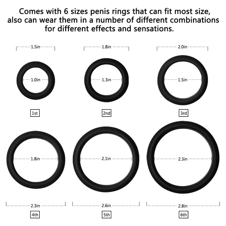 Cock Rings with 6 Different Size, Cob Soft Silicone Penis Ring