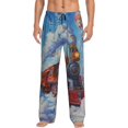 thumbnail image 1 of Fotbe Cartoon Train Hot Air Balloon Pantalones de Pijama para Hombre, Pantalones de Dormir, Pantalones de Casa con Cintura Ajustable y Bolsillos-Small, 1 of 6