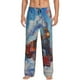 thumbnail image 1 of Fotbe Cartoon Train Hot Air Balloon Pantalones de Pijama para Hombre, Pantalones de Dormir, Pantalones de Casa con Cintura Ajustable y Bolsillos-Small, 1 of 6