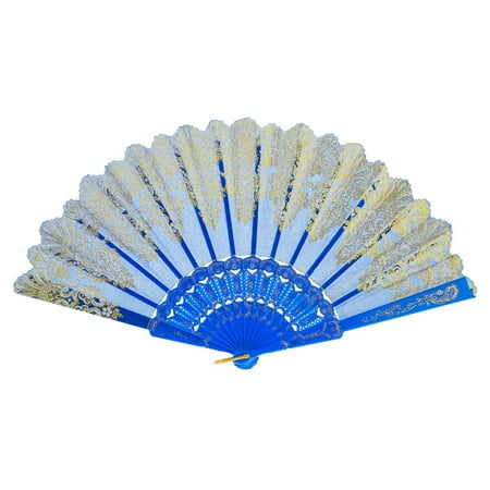 

FeiraDeVaidade Hand Fans for Women Rose Lace Folding Hand Held Fans Bulk for Women - Retro Fabric Fans