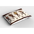 thumbnail image 2 of Ambesonne Tribe Pillow Sham 2 Pack, Cartoon Prehistoric Native, 30"x20", Army Green Yellow, 2 of 3