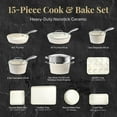 thumbnail image 3 of Gotham Steel Hammered 15 Pc Pots and Pans Set Non Stick Cookware Set, Pot and Pan Set Ceramic Cookware Set with Bakeware, Kitchen Cookware Sets, Non Toxic Non Stick Pots and Pan Set, Cream, 3 of 9