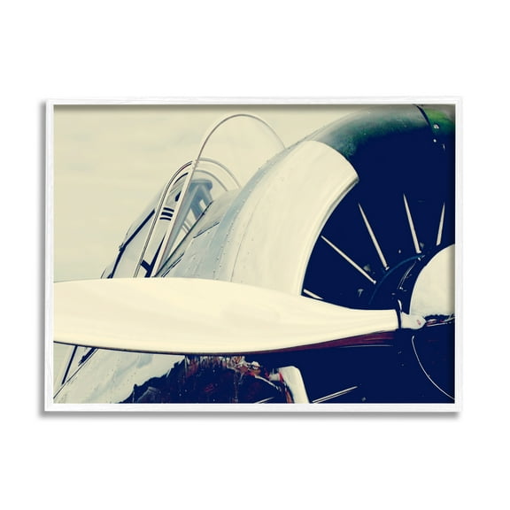 Stupell Industries Plane Propeller Close Up Modern Industrial Photography White Framed Art Print Wall Art, 11x14, by Ashley Calhoun