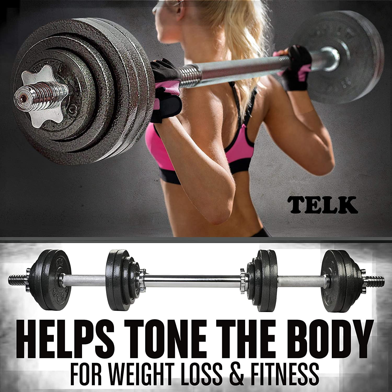 Telk Fitness Adjustable Dumbbells 45 Lbs., Hand Weights for Home Gym