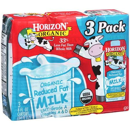 Horizon Organic Reduced Fat Milk, 8 Fl. Oz., 3 Count