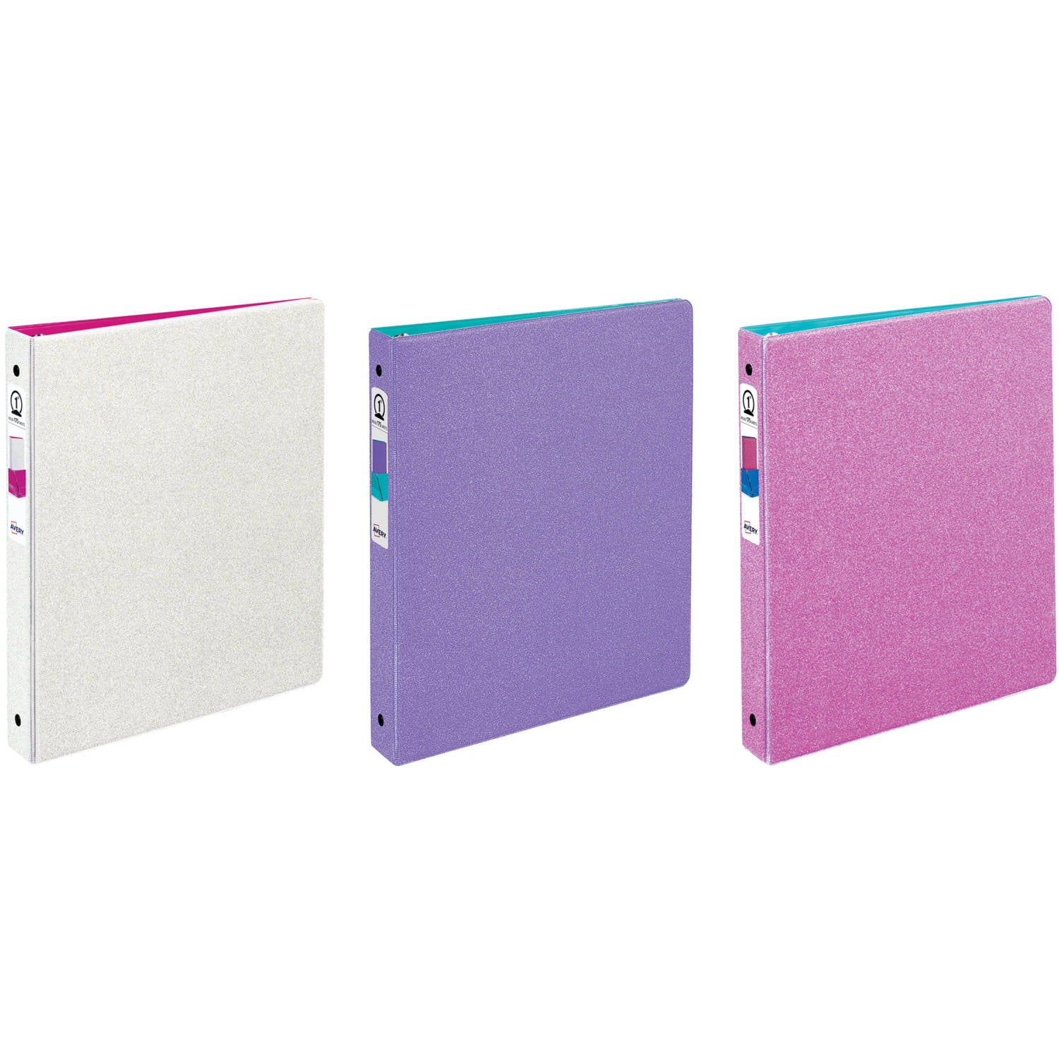 1 Binder 175-Sheet Capacity Avery Glitter Binder with 1 Round Ring Color Will Vary 3239 