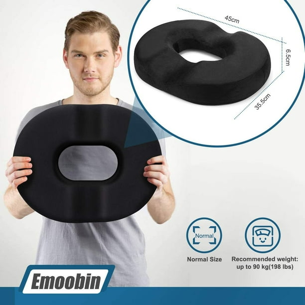 Cojin de donut para hemorroides cojin de espuma viscoelastica para embarazo coccix ulceras de decubito espalda ciatica 18 pulgadas color negro Bodega Aurrera en linea