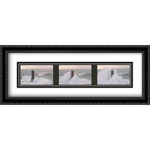 Phares Dans La Tempete-Kereon (Trip) 2x Matted 40x16 Large Black Ornate Framed Art Print by Jean Guichard