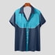 thumbnail image 1 of Camisa Elvqul para Hombre Economicas Azul Celeste de Bloques de Color Manga Corta Solapa Botones, 1 of 5