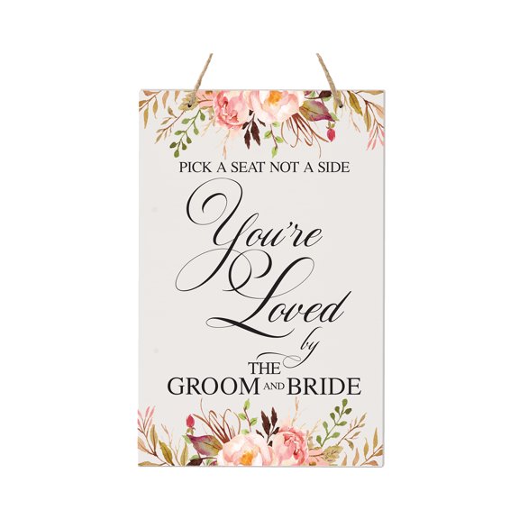 LifeSong Milestones Modern Wall Hanging Rope Sign for Wedding 8x12 - (Pick a Seat) (Leaves)