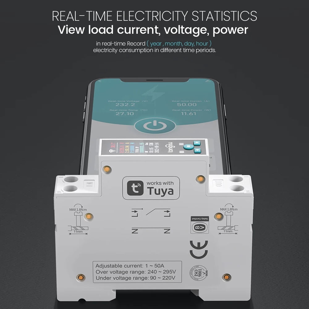 Electricity meters,Led Meter Relay App - App Function Compatible Kwh Meter And Function App Meter Din Rail Wifi Din Function - 35mm Din Meters Function Switch Meter Function Kwh Meter Circuit