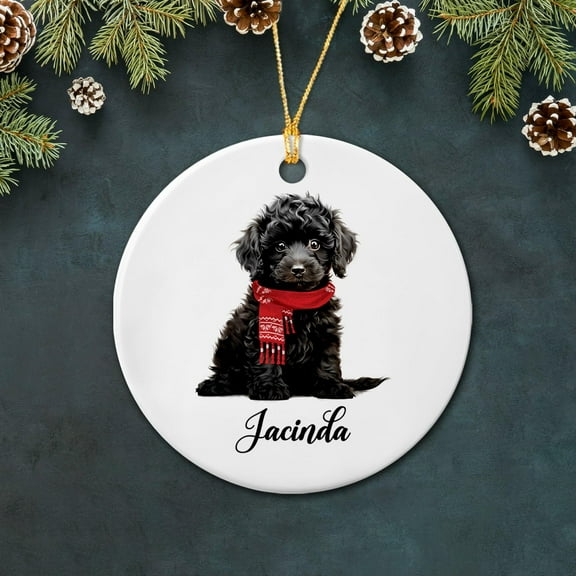 Personalized Poodle Ceramic Ornaments - Black Dog Gift for Dog Lovers, Christmas