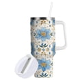 thumbnail image 2 of 40 oz Insulated Stainless Steel Tumbler Double Wall Stainless Steel Tumbler with 2-Way Drinking Elegant and Timeless Blue Flower, 2 of 9