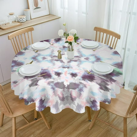 

Tie Dyeing Abstract Ink Colorful Waterproof Tablecloth Table Decoration Round Table Cover for Kitchen Wedding Home Dining Room