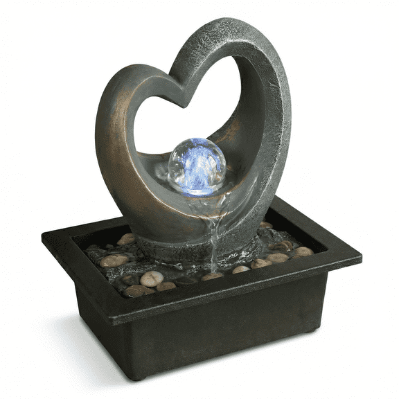 Tabletop Waterfall Fountain with LED Rolling Ball - Indoor Decor - Black