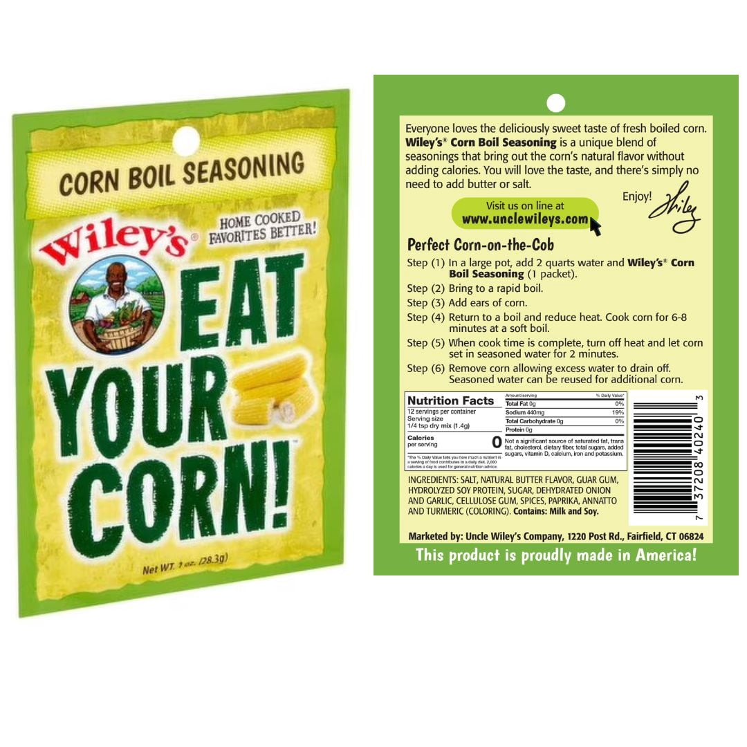 Uncle Wiley's Seasoning Variety 1 Oz Pack of 4 (Corn Boil, Yams, Greens, Beans)