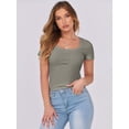 thumbnail image 3 of ANRABESS Women Short Sleeve Tops Scoop Neck Ribbed Knit Slim Fitted Basic Tee Shirt Casual Summer Clothes 2026 Spring Outfits Sage Green Medium, 3 of 9