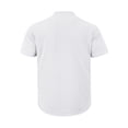 thumbnail image 6 of Men Henley Shirt Solid Color Cotton Linen Short Sleeve T-Shirts Band Collar Beach Vacation Pullover, 6 of 7