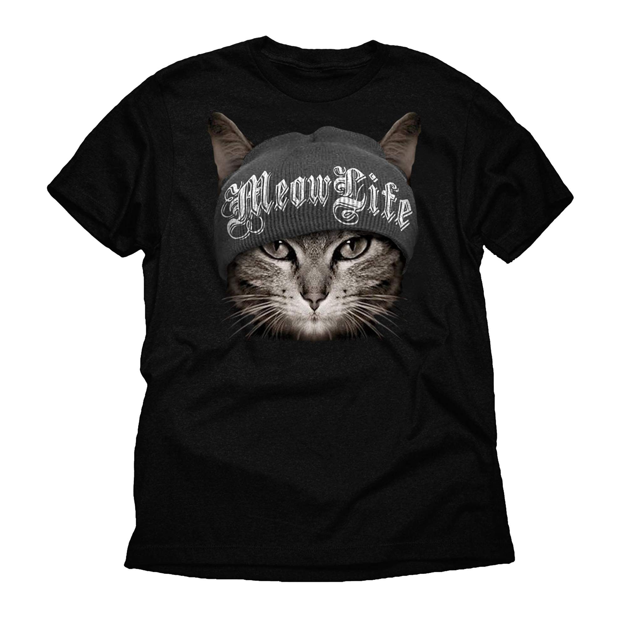 Humor Humor Meow Life Thug Life Funny Cat Mens Short Sleeve Graphic T Shirt Up To Size 2xl 
