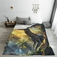 thumbnail image 5 of Honeii Sunshine Jungle Dinosaur Print Fleece Blanket - Throw Blanket for Bed, Sofa, Couch, Camping, and Travel , Microplush Ultra Soft Warm Blanket-60"x50", 5 of 7
