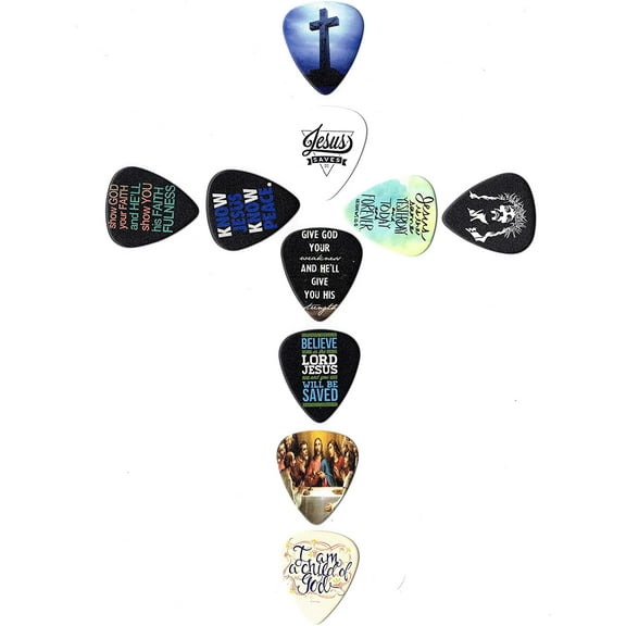Sherpa Christian Guitar Medium Celluloid Picks for Various Guitars, 10 Pieces