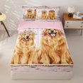 thumbnail image 2 of Manfei Kawaii Dachshund Zipper Full Size Comforter Sets with Fitted Sheet and 2 Pillowcases, Romantic Rose Flower Zipper Bedding Set, Pink Golden, Pink Reversible, 4pcs, 2 of 7