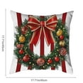 thumbnail image 3 of 3-Pack Christmas Throw Pillow Covers - Red Stripe Bow Wreath Decor for Sofa Bed (18x18"), 3 of 6