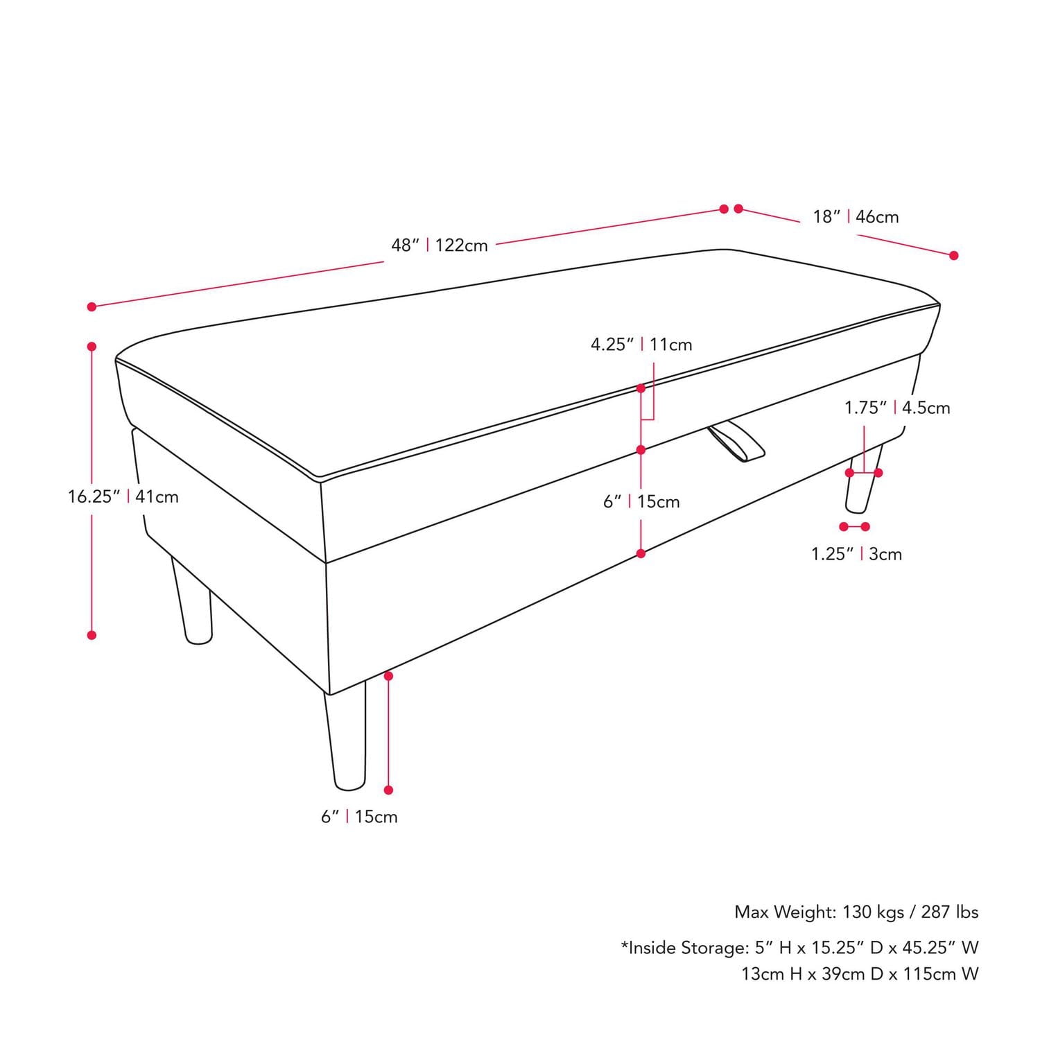 CorLiving Perry Velvet Storage Ottoman, Light Grey