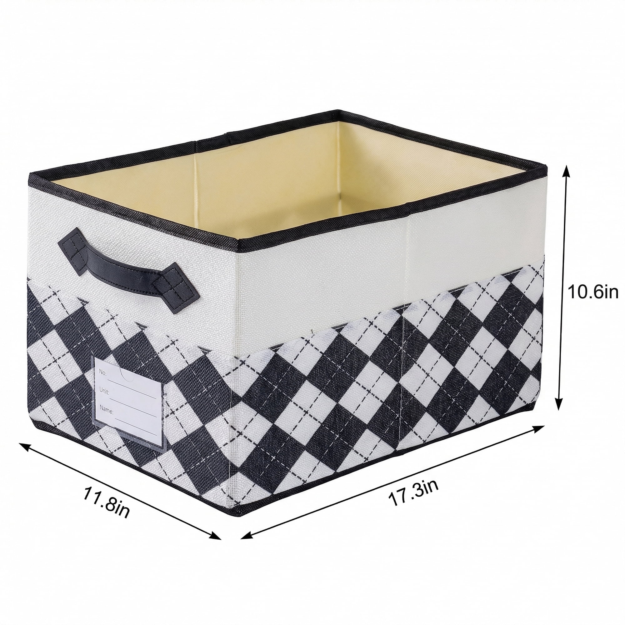 Unique Bargains Storage Basket with Handle for Organizing Light Black 17.3"x11.8"x10.6"