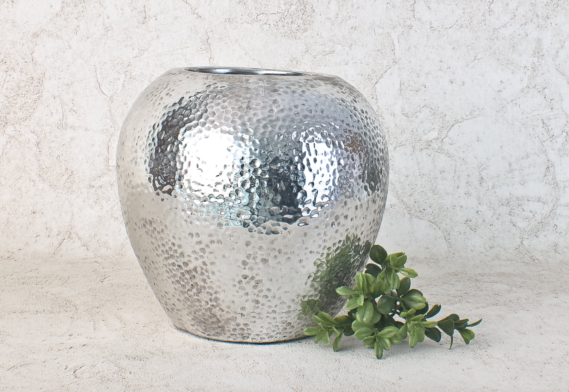 ArtMaison Canada Ceramic Vase, 7.7x7.7x7.5 Inch Silver Neutral Modern