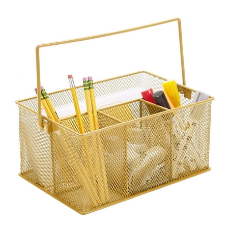 UPC: 0887530034817 | Mind Reader Mesh Storage Basket Organizer  Utensil Holder  Desk Supplies  Gold