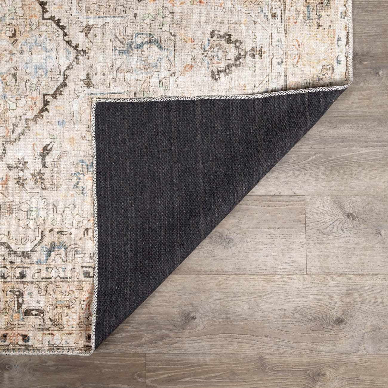 BoutiqueRugs Standon Vintage Medallion Runner Rug - Machine Washable - Grass Green, Terracotta, Charcoal - 2'7" x 7'3" Runner