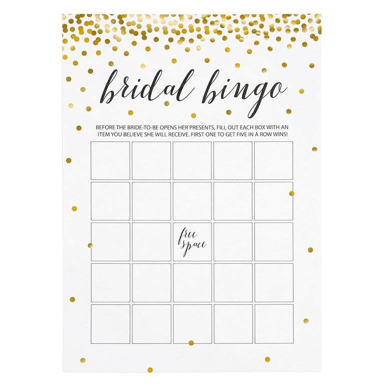 250 Pieces Bridal Shower Games for 50 Guests with Bingo Cards, He Said She  Said Bridal Shower Games, Wedding Advice for Bachelorette, Celebrations  (Gold) - Walmart.com
