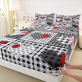 thumbnail image 3 of Homewish Plaid Heart Print Twin Sheet Sets,Happy Velantine'S Day Twin Fitted Sheet,Modern Geometric Checkered Flat Sheet For Girls Kids,Microfiber Bedroom Decor,3 Pieces, 3 of 7