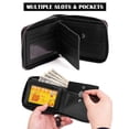 thumbnail image 5 of Spencer Bifold Leather Wallet For Men with 2 ID Window, Mens Bifold Wallet Extra Capacity Travel Wallet Zipper Purse with Multiple Slots, Black, 5 of 9