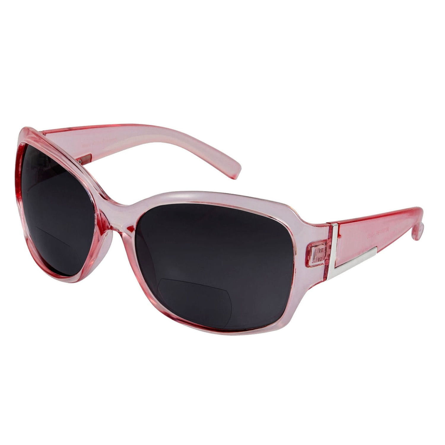 2 Pair of "The Fashionista" Womens Designer Bifocal Sunglasses - Outdoor Reading Glasses - Glacier Pink/Black - 2.50