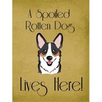 Carolines Treasures BB1503GF Tricolor Corgi Spoiled Dog Lives Here Flag Garden Size
