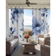 thumbnail image 4 of Blue Floral Spring Blackout Curtains 63 Inches Long for Bedroom, Retro Watercolor Botanical Summer Thermal Insulated Room Darkening Black Out Window Curtain Panels Grommet Drapes for Living Room, 4 of 8