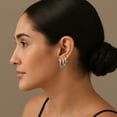 thumbnail image 5 of LeCalla 925 Sterling Silver Tribal Balinese Beaded Hoop Earrings Unisex, 5 of 6