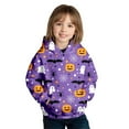 thumbnail image 3 of SonxaHe Toddler Girls Hoodie Jacket Halloween Bat Prints Long Sleeve Fashion Pullover Sweatshirt with Pockets Purple,Sized 2-3, 3 of 3