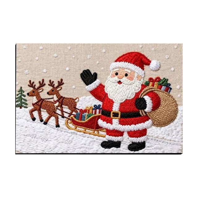 Knitted Christmas Bathroom Mat, Absorbent Non-Slip Floor Mat 23.6x15.7 In, Crystal Velvet Door Rug for Entryway, Festive Home Decor Bath Mat for Holiday Use