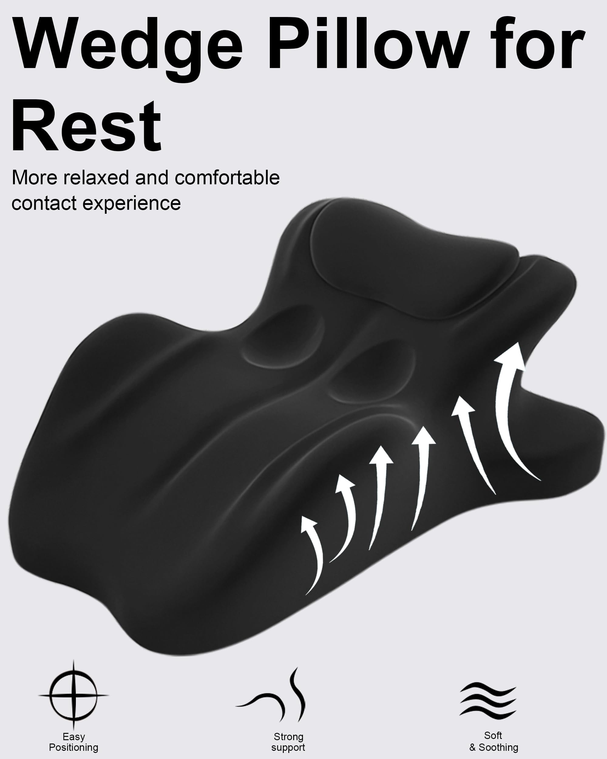 Memory Foam Wedge Pillow  27° Angled Support For Neck And Waist Multi-position (black)