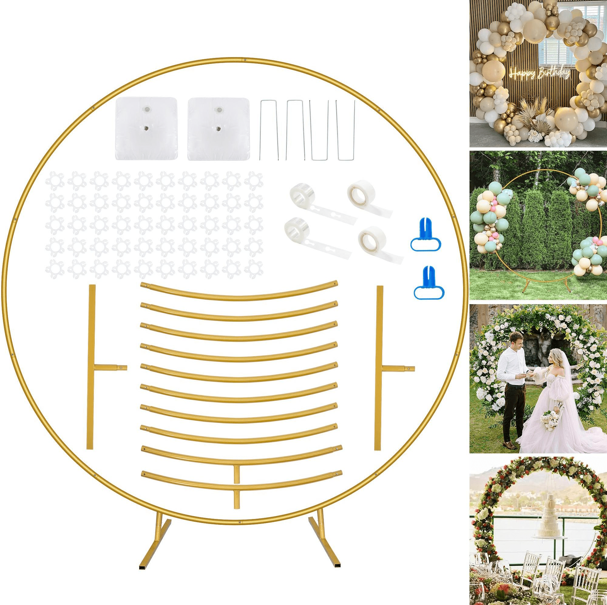 JOPESO 6.6FT Garden Arch for Wedding, Metal Round Backdrop Stand Wedding Arch, Circle Arch Frame Balloon Backdrop Stand with Base for Party Birthday Graduation Baby Shower Anniversary Ceremony Decor