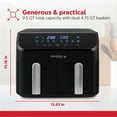 thumbnail image 4 of Holstein Housewares 9.5 QT Dual Basket Digital Air Fryer, Black - with 9 preset cooking functions, LED display and 30 minute auto-shut off timer, 4 of 10