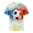 thumbnail image 4 of Bainana Kids Boys Soccer Shirts 3D Football Print Short Sleeve Crew Neck Tops Boys Summer Casual T Shirts White Size 3-4 Years, 4 of 4