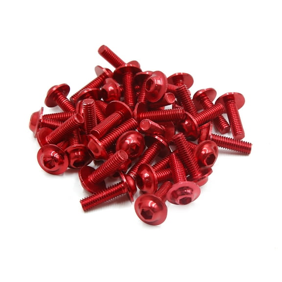 Unique Bargains 40pcs Car Motorcycle Hex Socket Head Bolts Screws M6 x 20 Red Aluminum Alloy