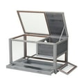 thumbnail image 4 of YYAo Large Rabbit Cage Indoor Outdoor Compartment Rabbit Cage with Ladder, Pull-Out Roof and Removable Tray, Gray, 4 of 10