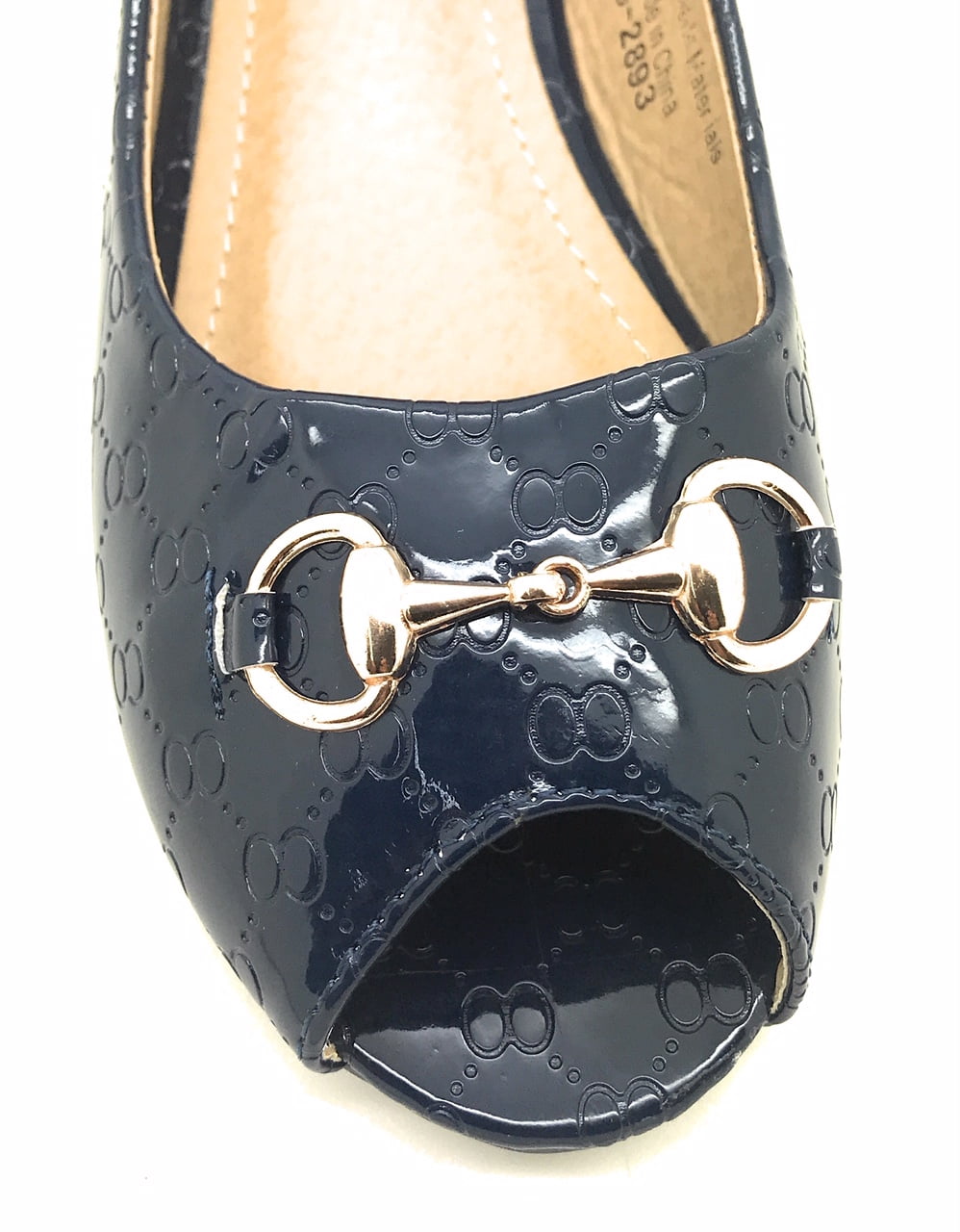 Victoria K Open Toe Gold Buckle Ballerina Flats (Women)